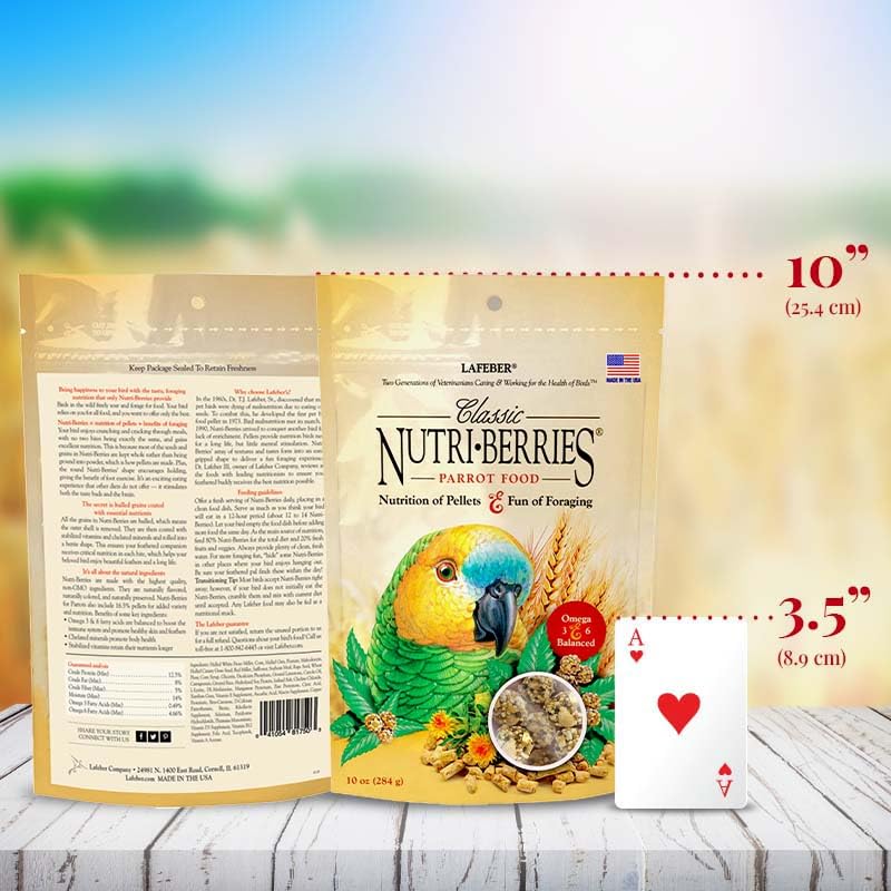 LAFEBER'S Nutri-Berries en plato, textura y sabor atractivos para aves.
