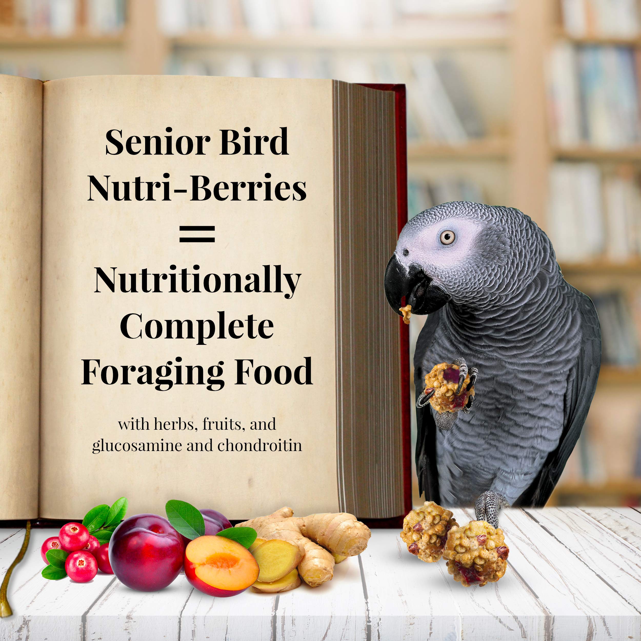 LAFEBER'S Senior Bird Nutri-Berries, bolas redondas para juego y estimulación del pico.