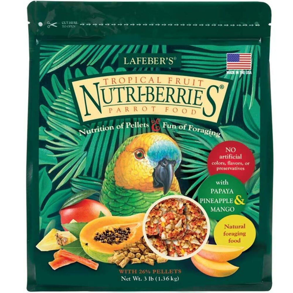 LAFEBER'S Nutri-Berries Tropical envase 3 lb para forraje activo de loros