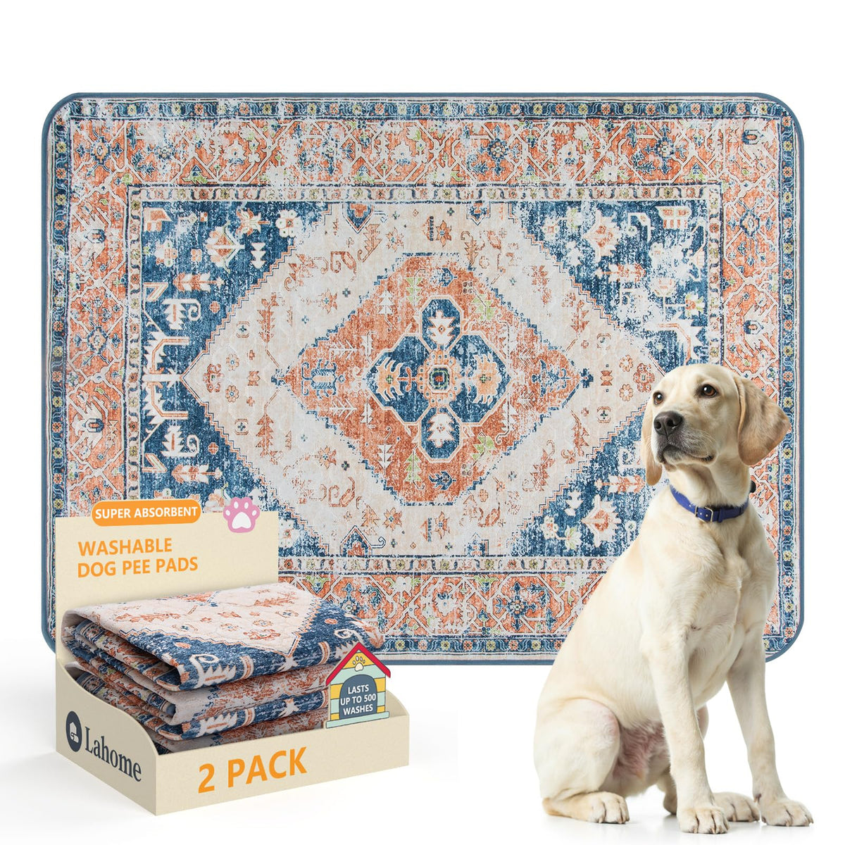 Lahome almohadillas para perro lavables 2 paquetes, absorción rápida y protección de suelos.