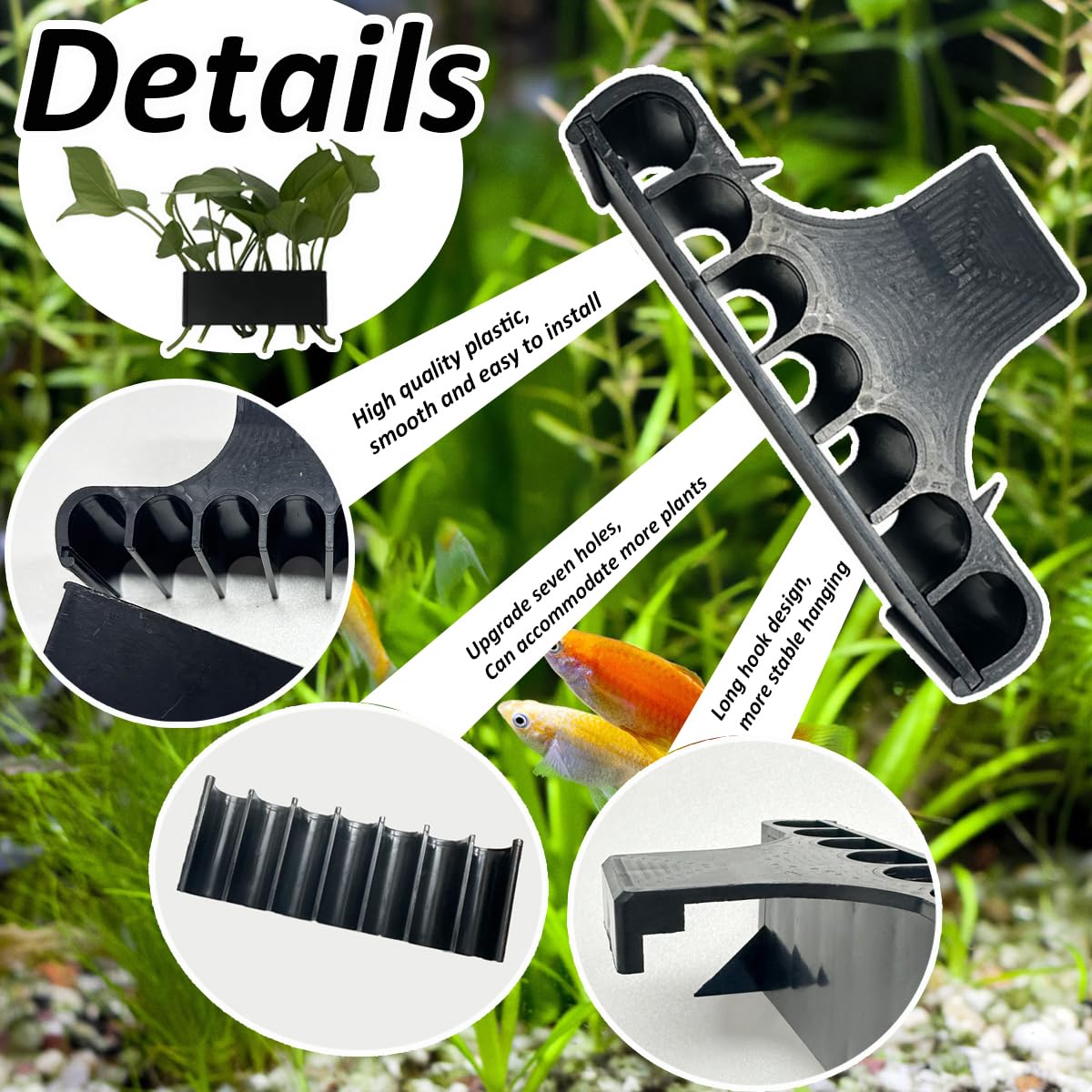Laikadi: material ABS de alta calidad para soporte de plantas en acuario.