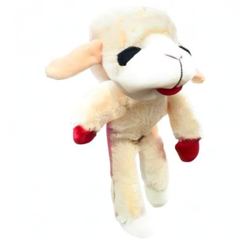Uso de Lamb Chop para abrazar y relajación del perro.