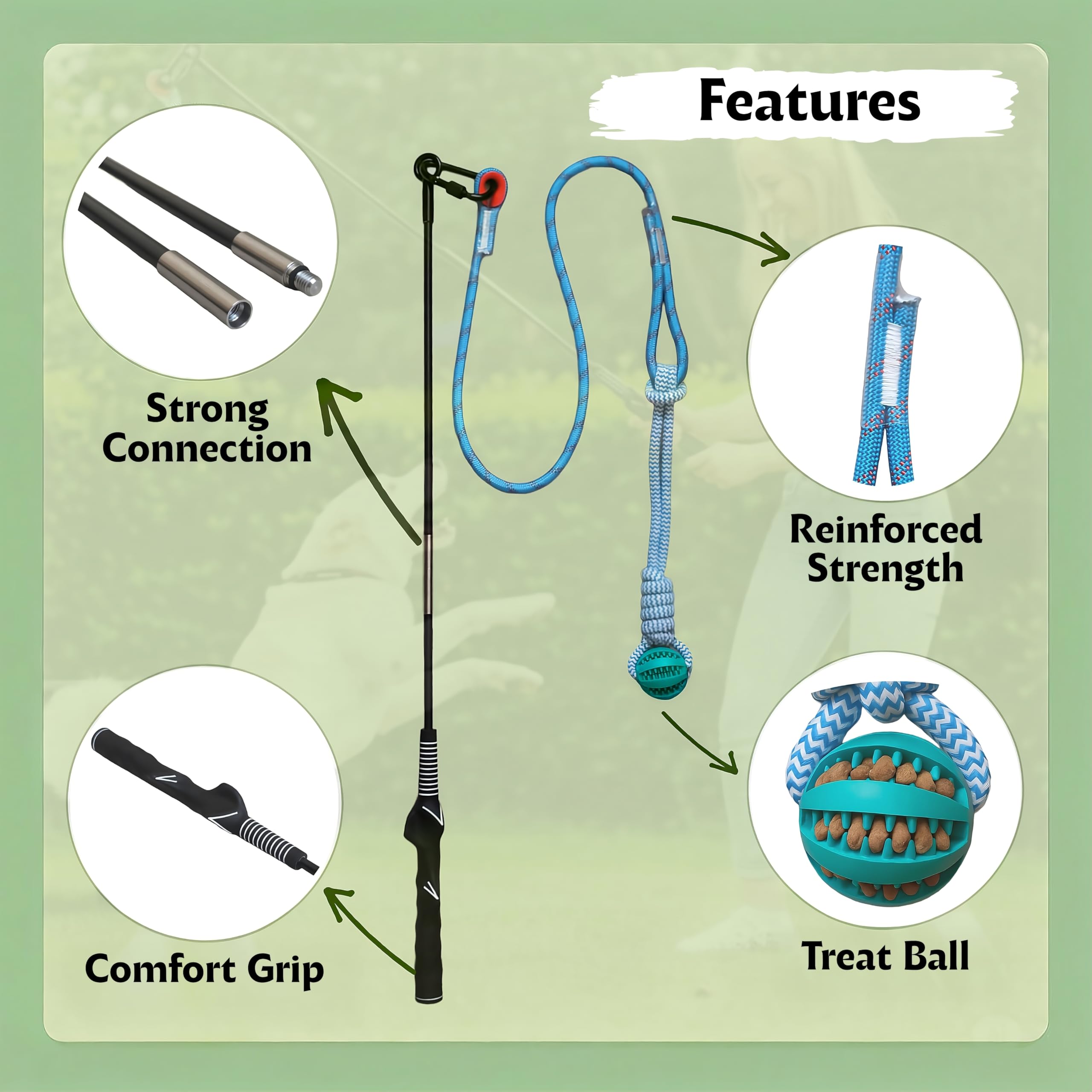 Lamfer Flirt Pole con pelota masticable y recompensa para atracción