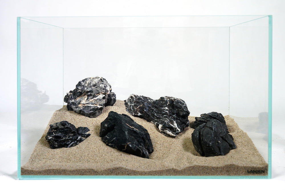 Piedra LANDEN Seiryu oscura muestra rugosidad para rocas decorativas.