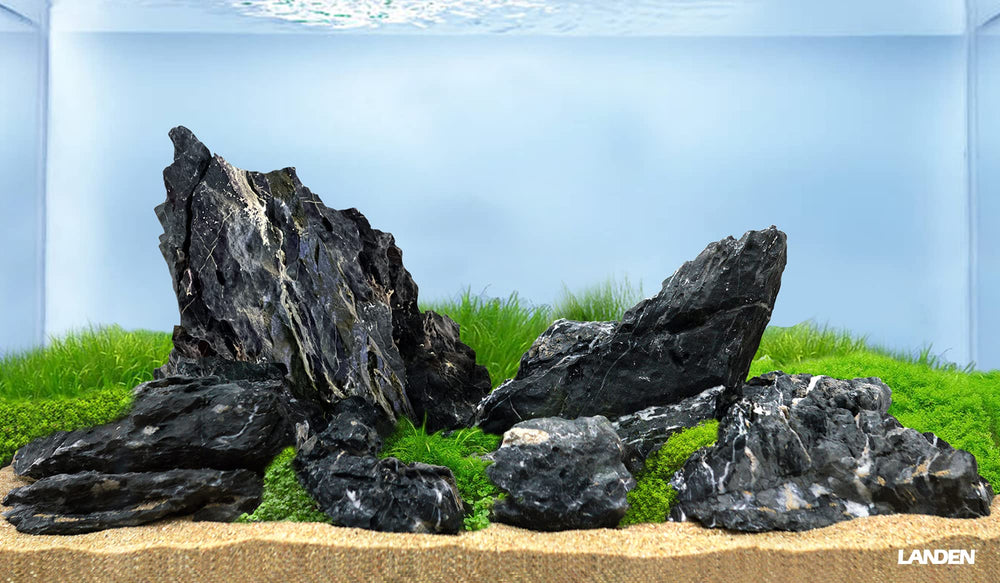 Piedra LANDEN Seiryu oscura forma montículos y cavernas decorativas.