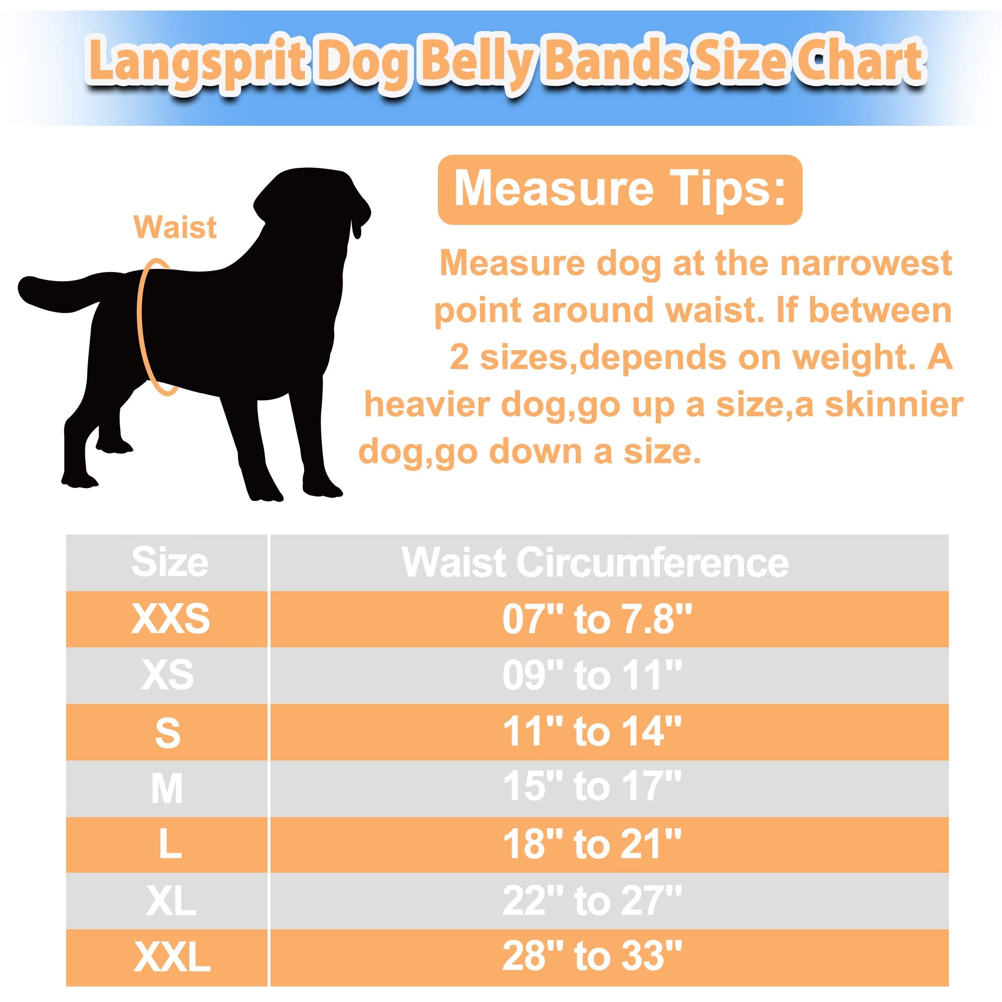 Langsprit Bandes ventrales chien ajustement Velcro pour un maintien sûr.