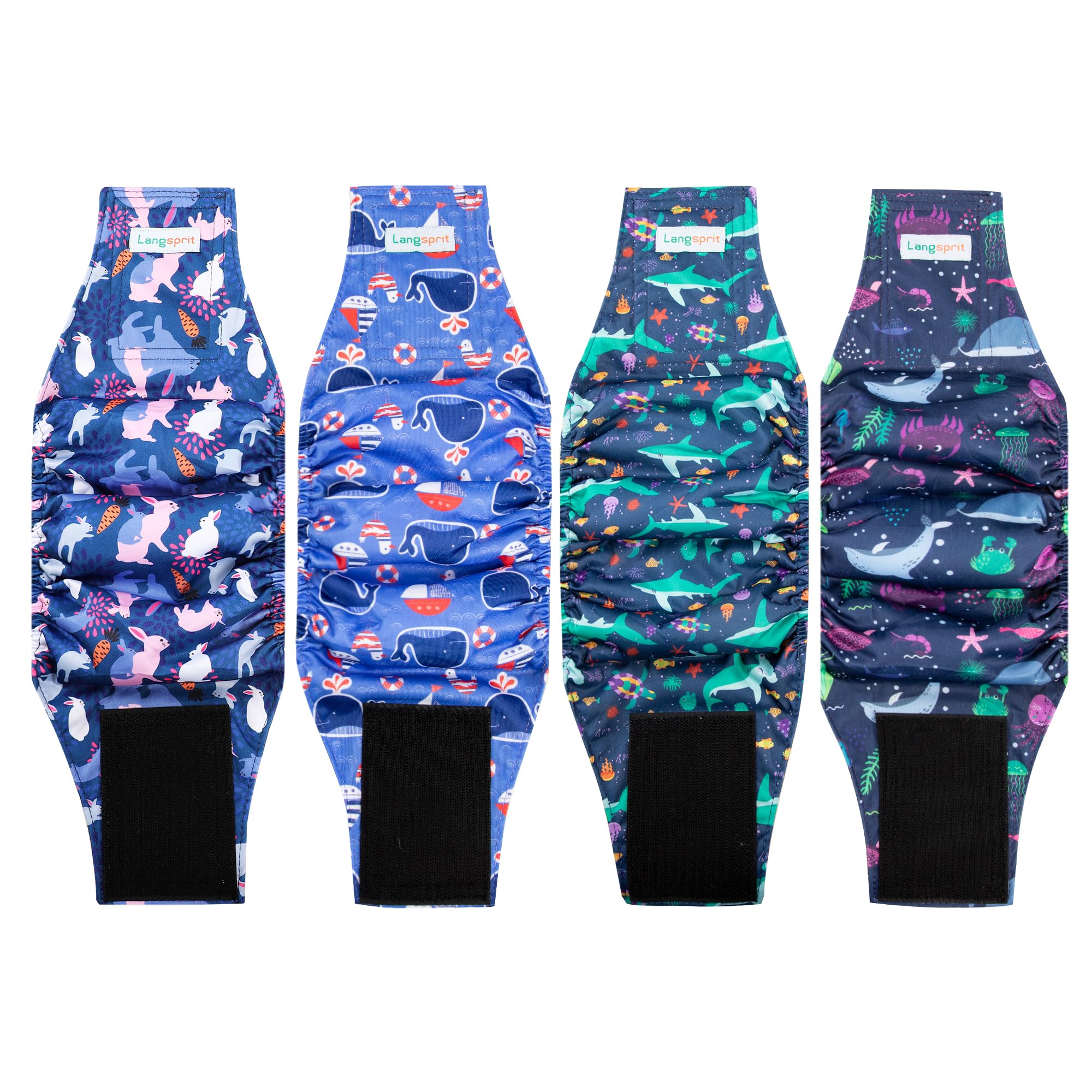 Langsprit pañales para perros machos con patrones florales, ideal para entrenamiento.