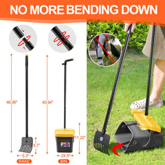 LANNEY Pooper Scooper rastrillo extensible para patios amplios