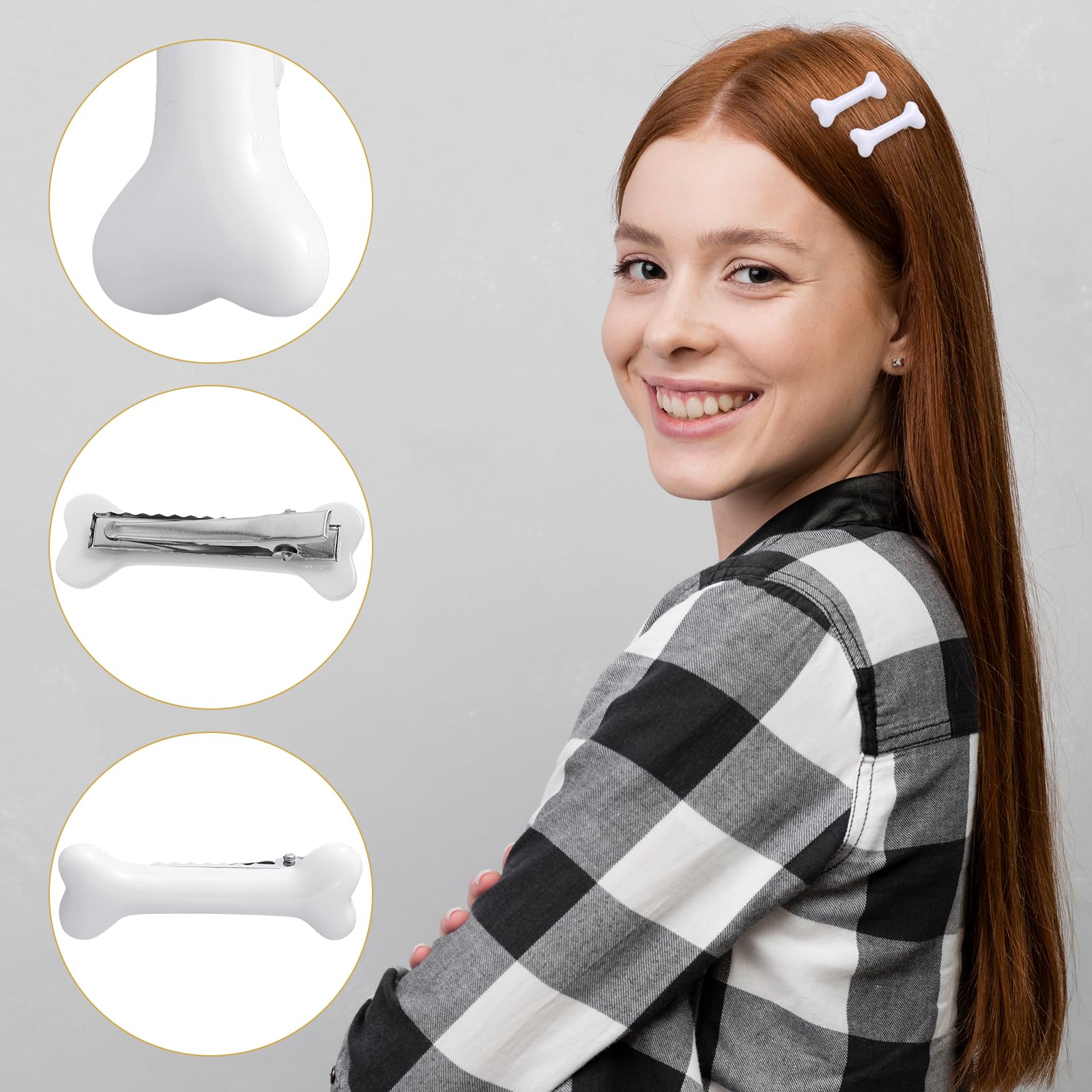 Larrel clip hueso blanco, plástico de calidad con cierre resistente