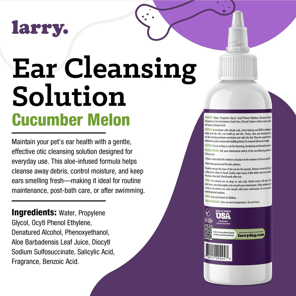 Larry Dog Ear Cleaner ingredientes globales: soporte suave para oídos limpios.