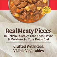 Lata Merrick con carne de res deshuesada real en salsa.