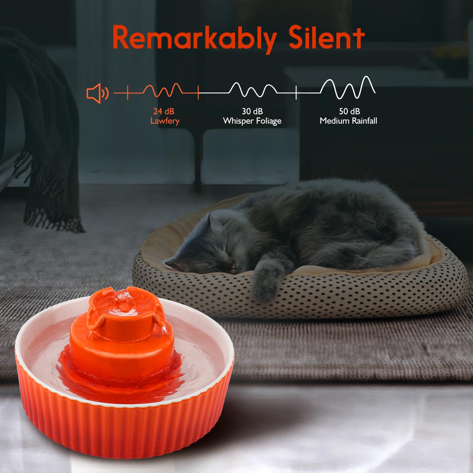 Lawfery bebedero cerámico, diseño en forma de pastel, 360° para beber.