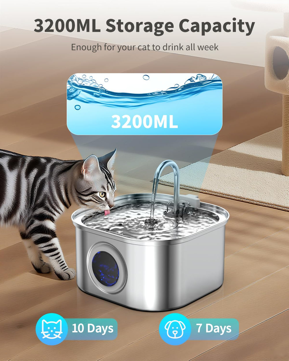 Sistema de circulación Lawfery mantiene el agua en movimiento para beber constante.