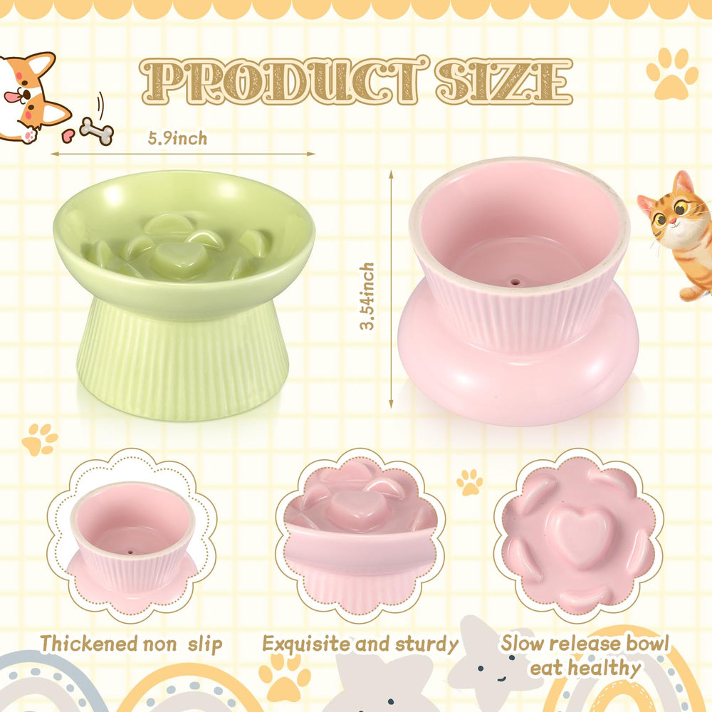 Layhit cuenco elevado de cerámica, rosa, facilita una comida cómoda para el gato.
