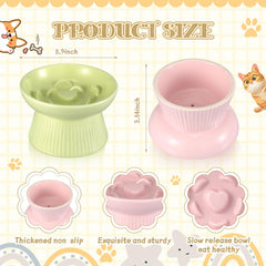 Layhit cuenco elevado de cerámica, rosa, facilita una comida cómoda para el gato.