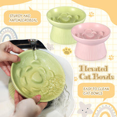 Layhit diseño ergonómico para gatos, reduce esfuerzo en cuello durante la comida.