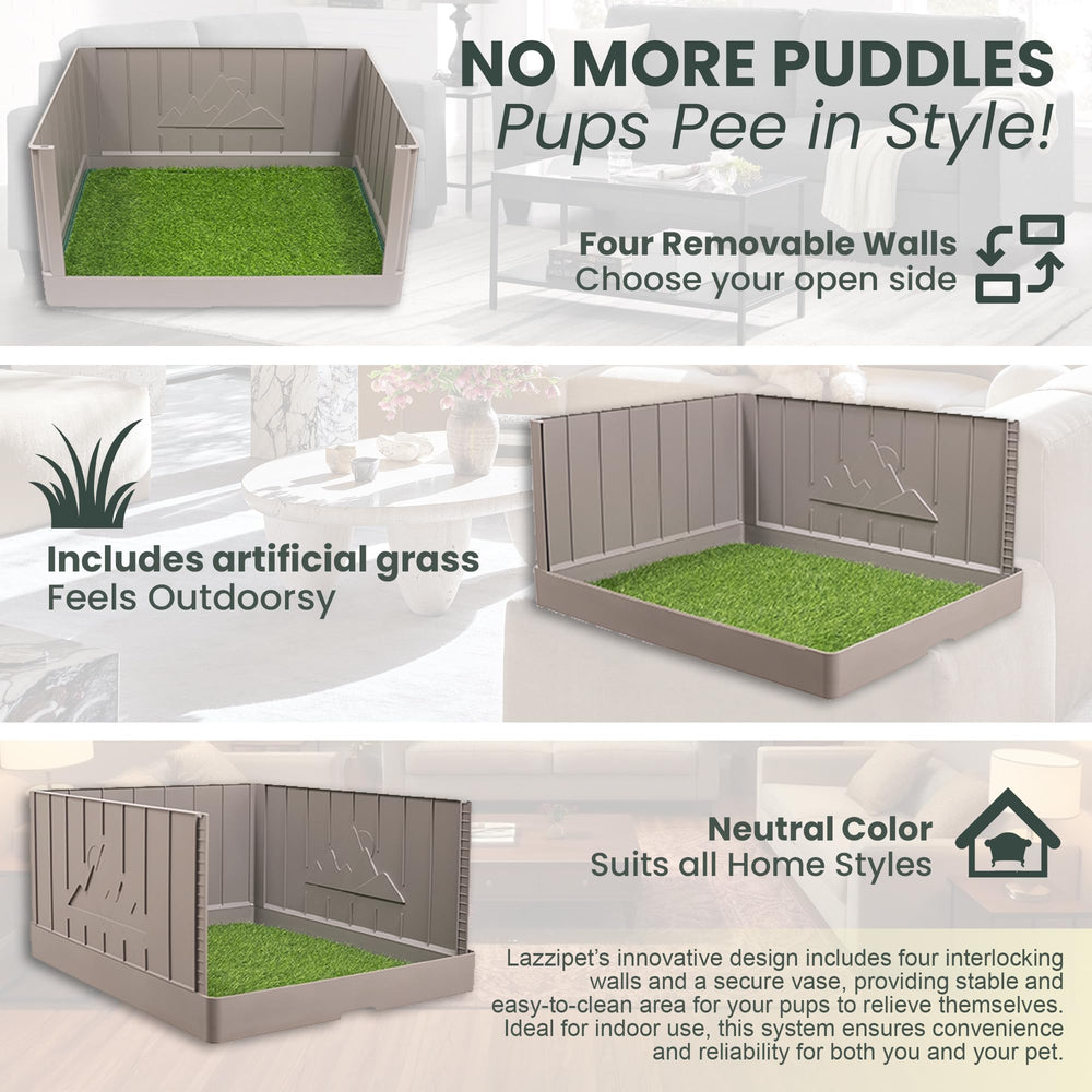 LAZZIPET Pup en Suite Potty: borde inclinante para evitar salpicaduras