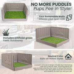 LAZZIPET Pup en Suite Potty: borde inclinante para evitar salpicaduras