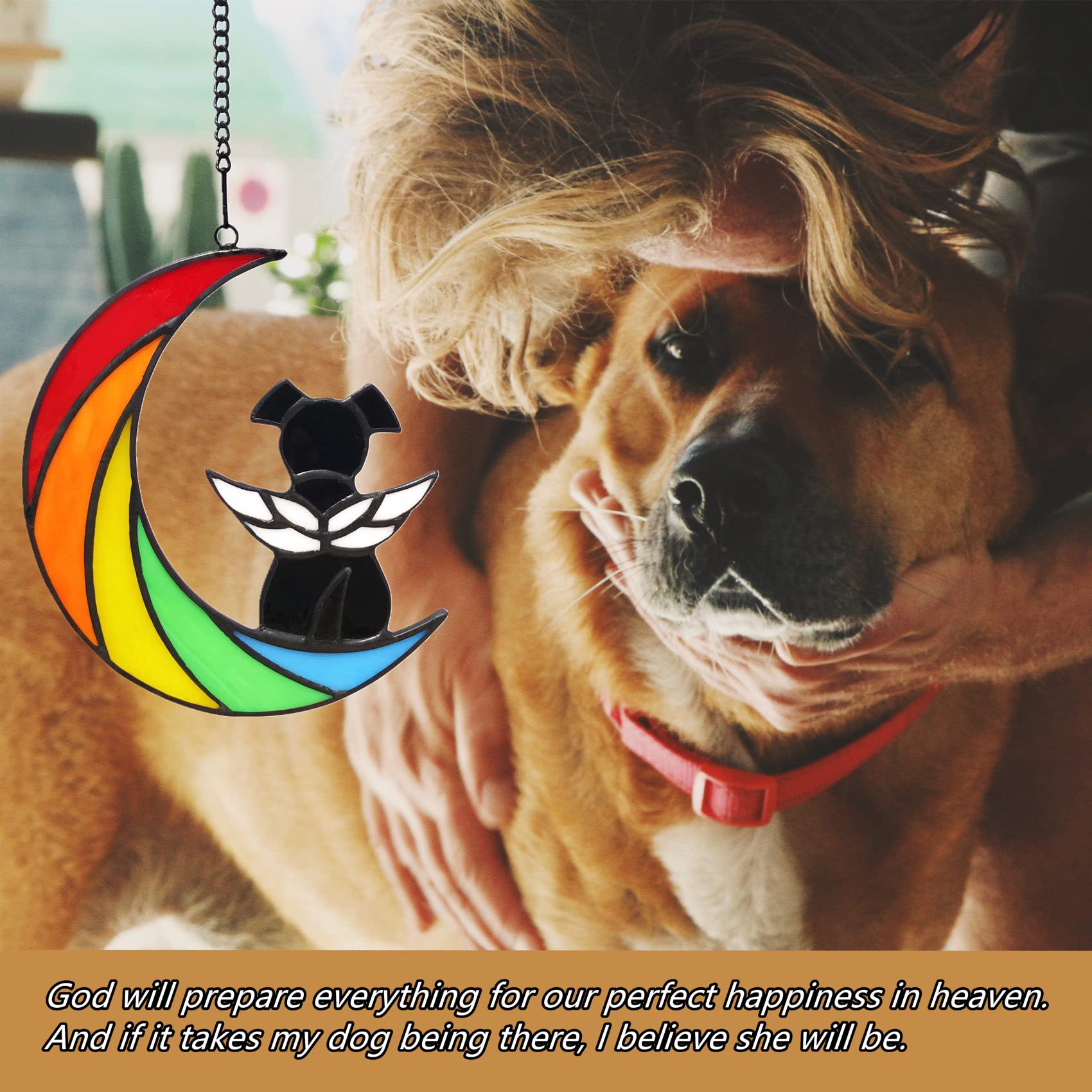 Lcensp Diseño Memorial Perro Arcoiris, arte de vitral duradero