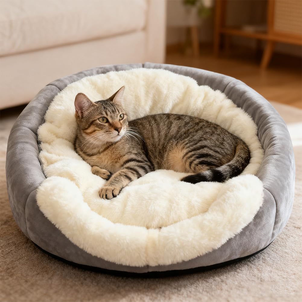 Cama cueva Lcybem con almohada removible, limpieza sencilla y práctica.