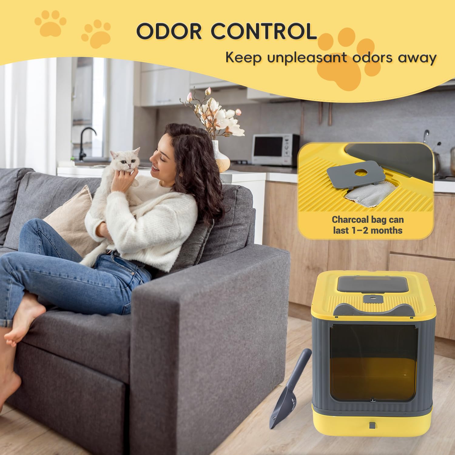 LCZLBRRD caja de arena con interior amplio, adaptable a gatos de diferentes tallas