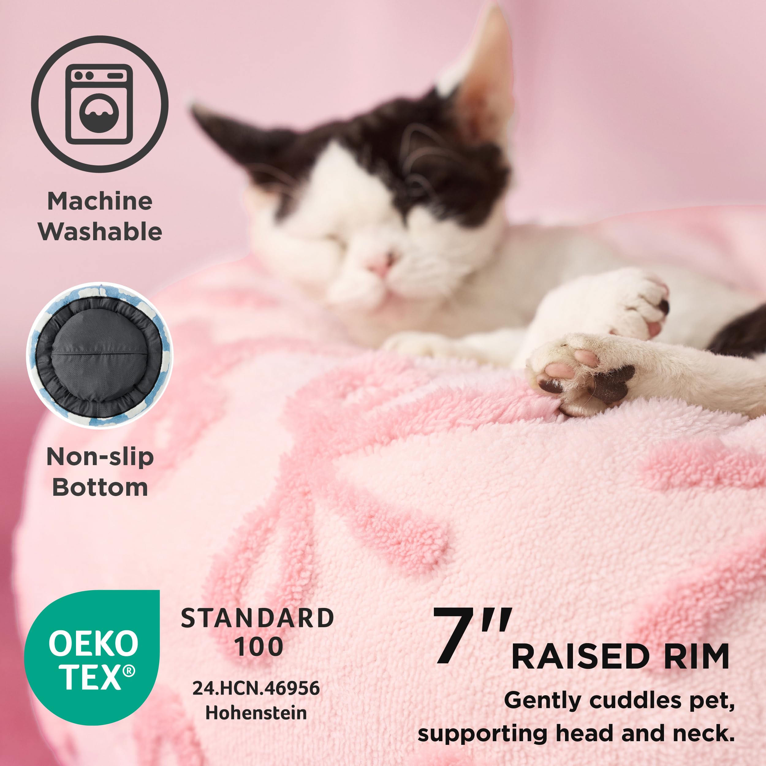 LE SURE Cama para perro con funda lavable en rosa taffy, limpieza sin esfuerzo.