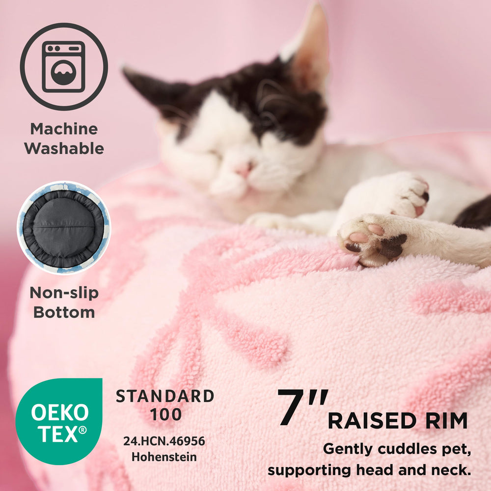 LE SURE Cama para perro con funda lavable en rosa taffy, limpieza sin esfuerzo.