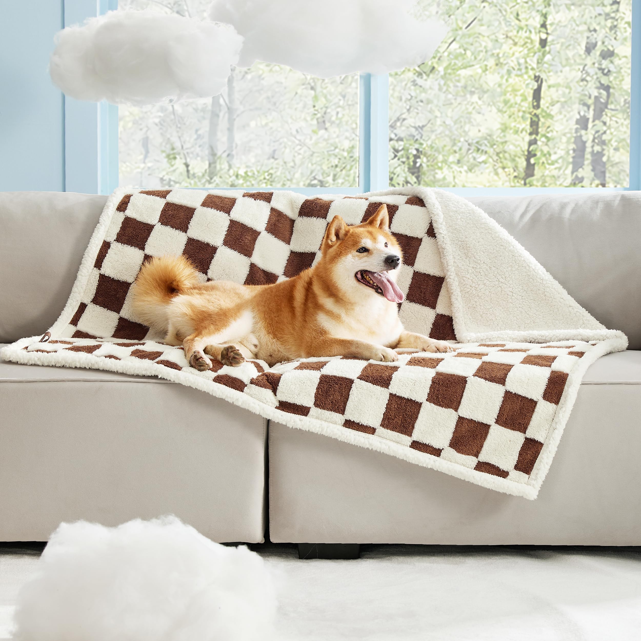 LE SURE manta doble cara sherpa jacquard, tacto suave para sofá y mascota.