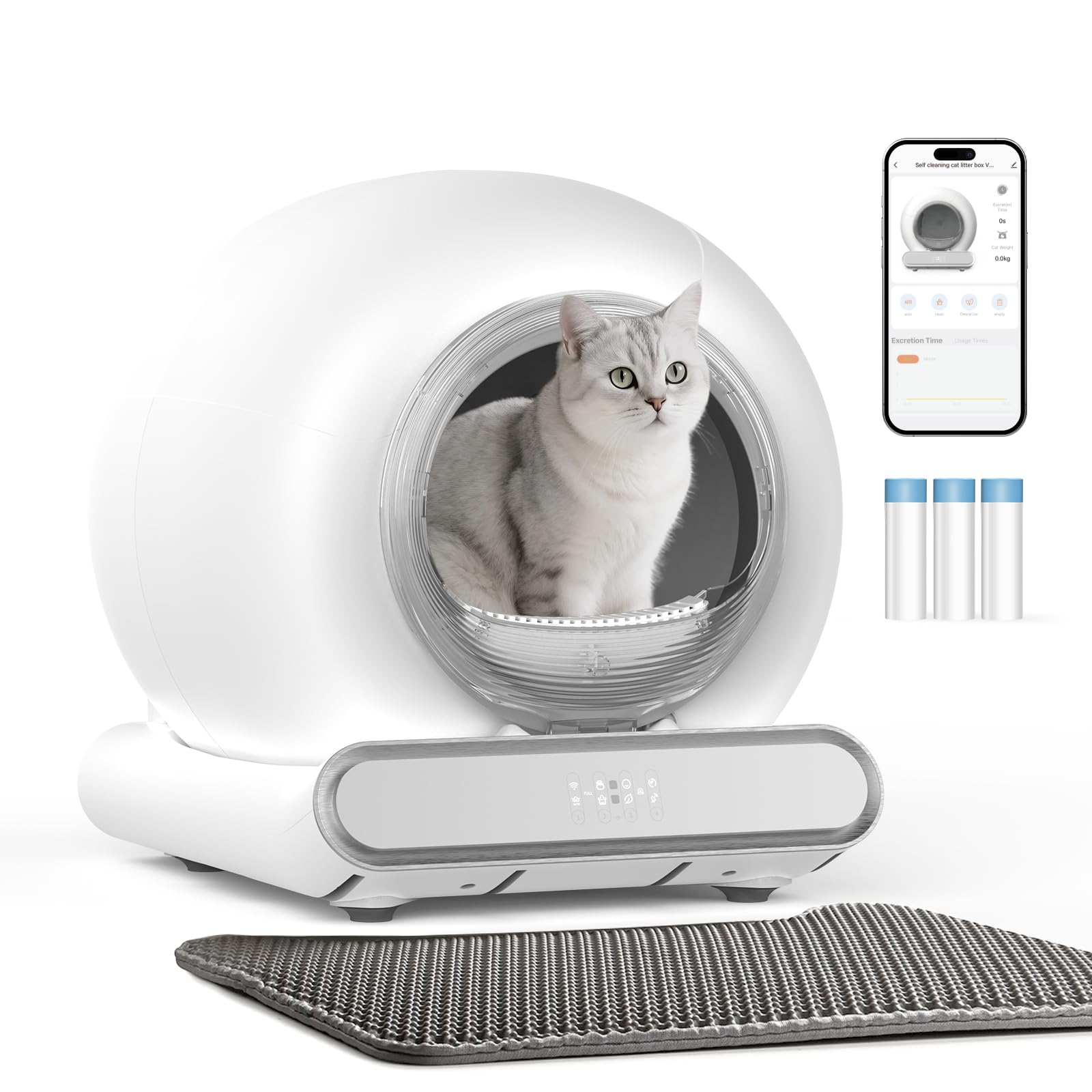 LELOKIDZ caja-arena-auto-limpiante 65L para gatos, ahorro de tiempo.