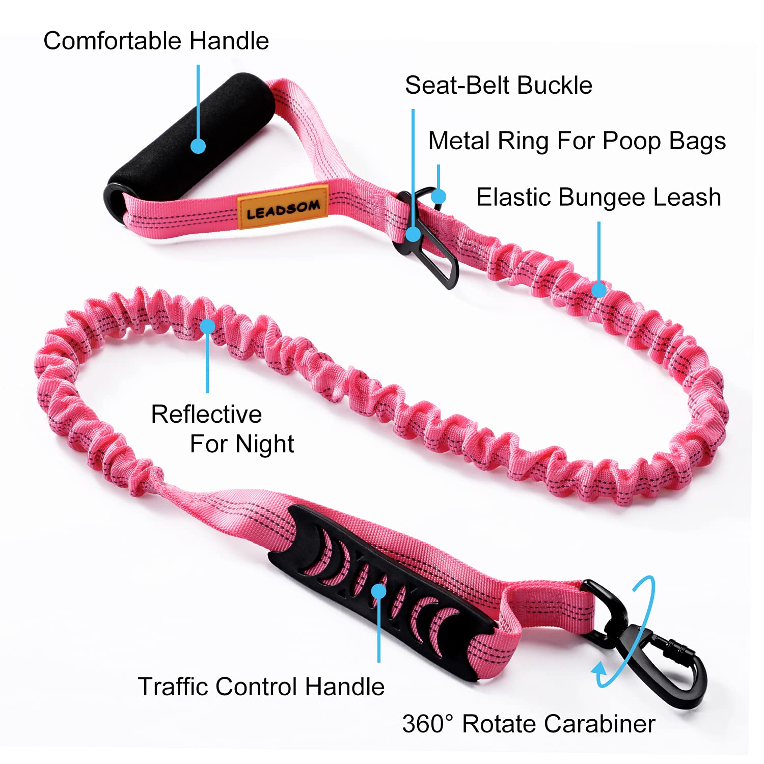 LEADSOM correa 6ft elastico para reducir tirones durante paseos