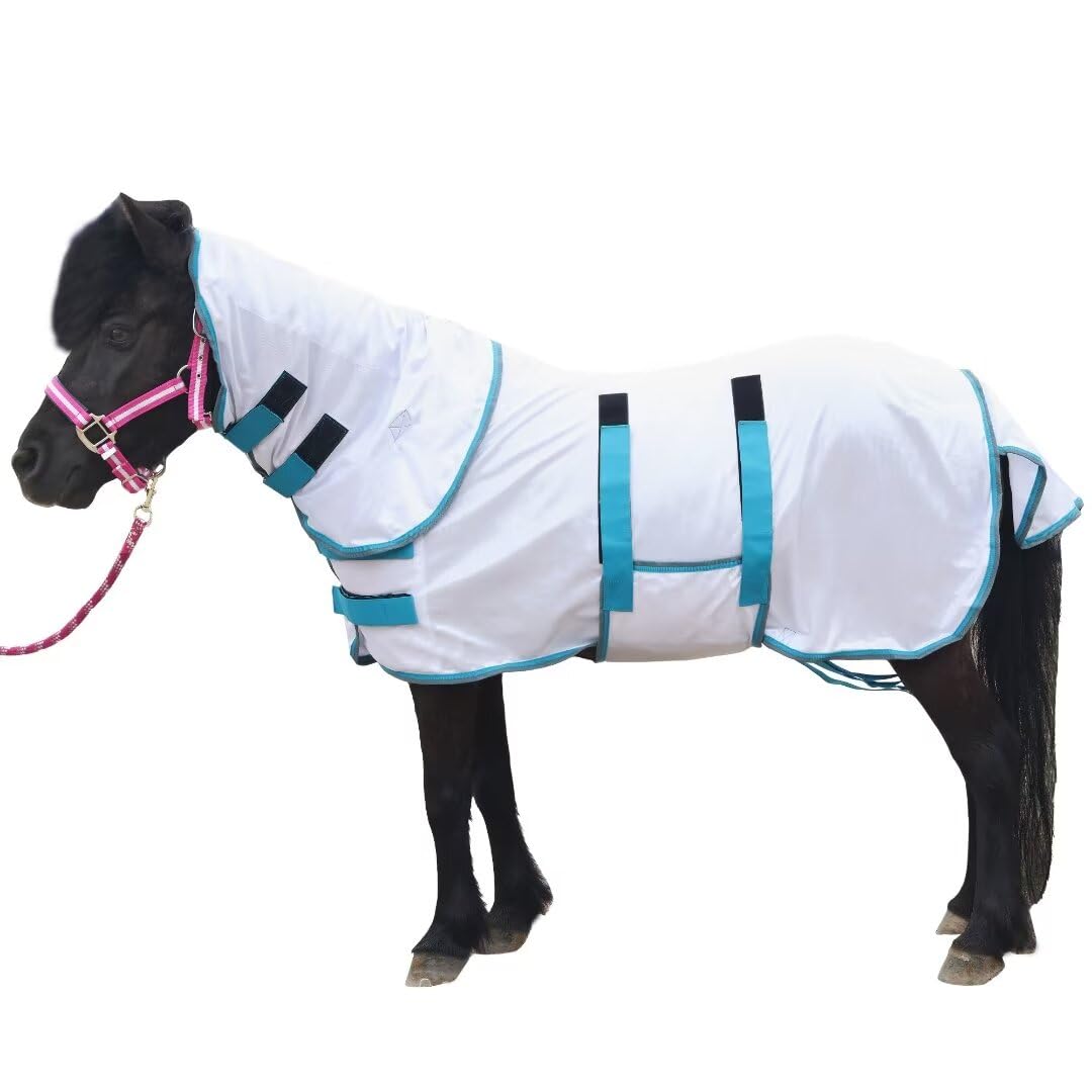 LEAFOREST manta antiinsectos para poni, vista frontal, transpirable y cómoda en verano.