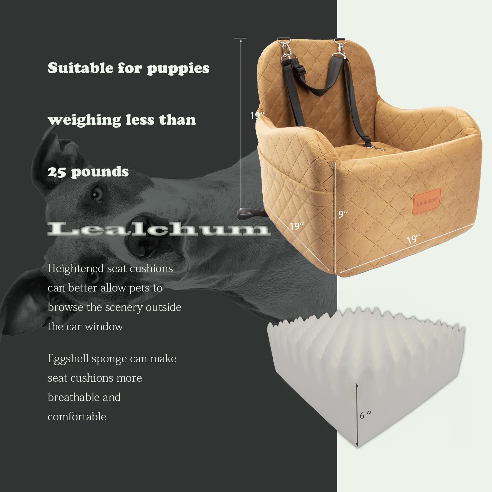 Base antideslizante Lealchum para coche mantiene estable al perro.