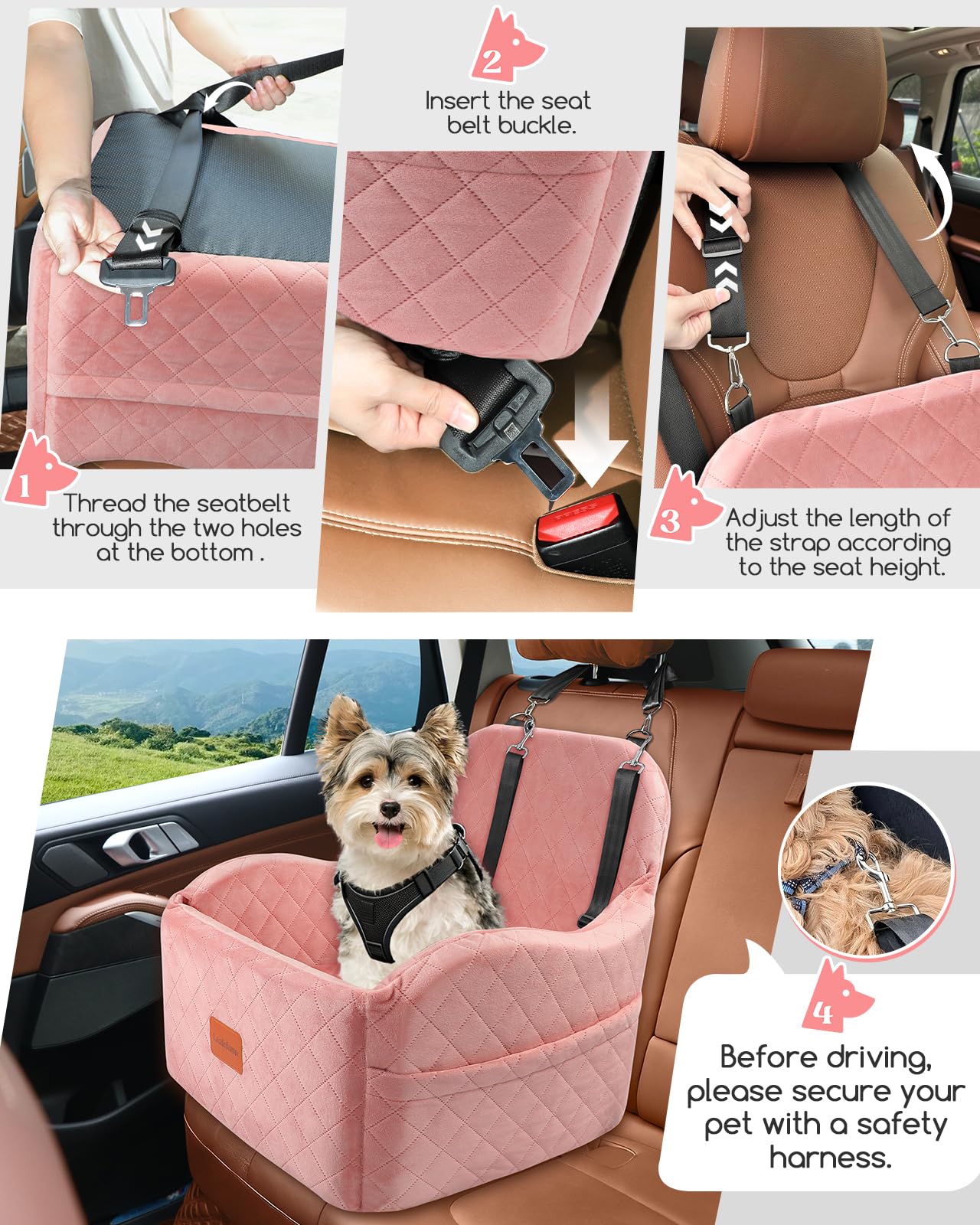 Lealchum espuma memoria rosa: descanso suave para trayectos en coche.