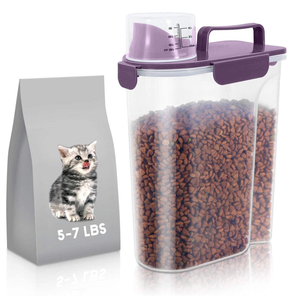 LEAWALK contenedor de alimentos para mascotas con cuerpo translúcido, visión clara del contenido