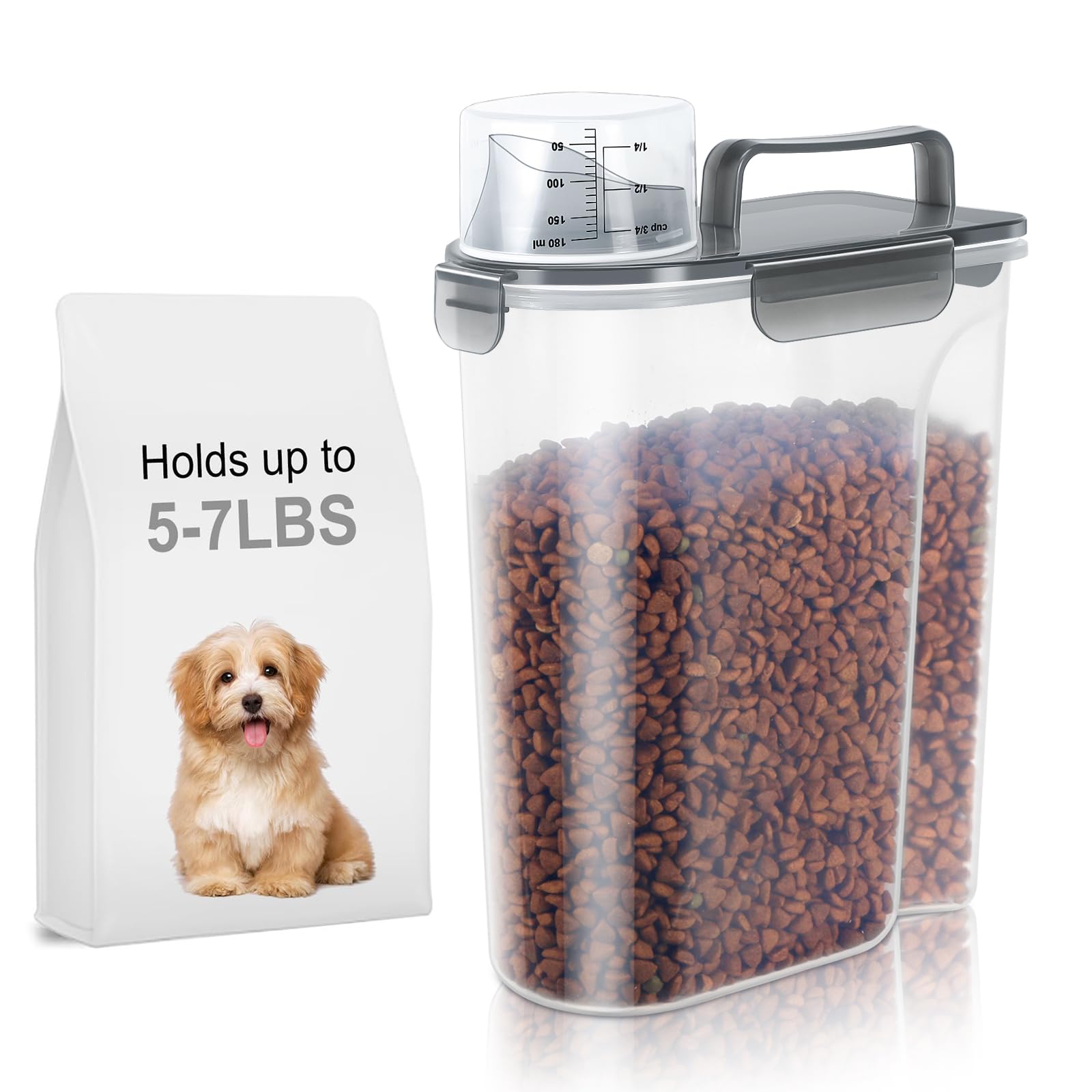 LEAWALK envase para alimentos de perros y gatos con boquilla grande para verter fácilmente.