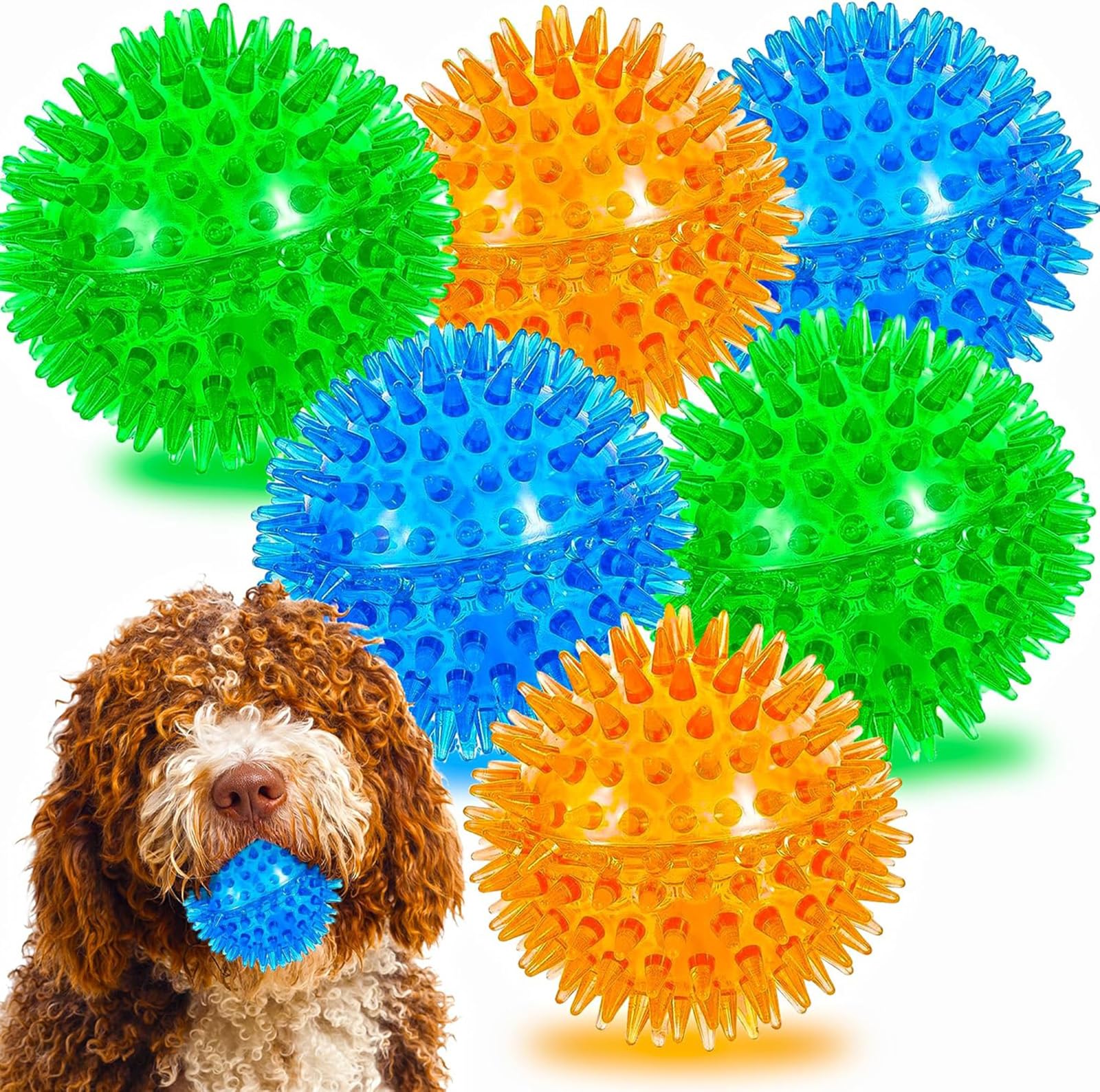 Juguete LECHONG bola espinosa verde para morder y juego diario.
