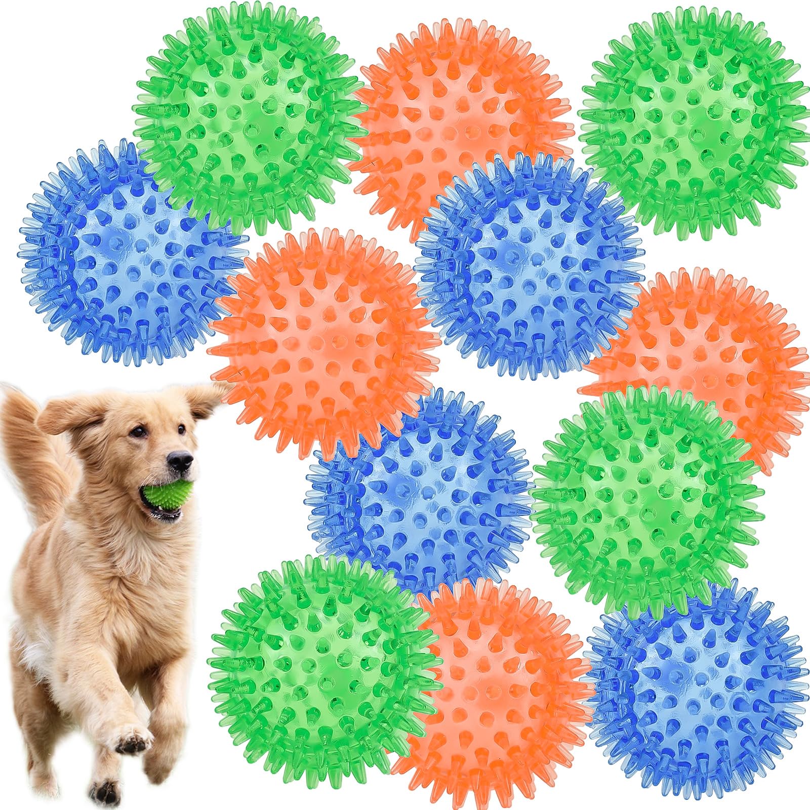Pelota espigada LECHONG para juego intenso y posible apoyo a la higiene dental.