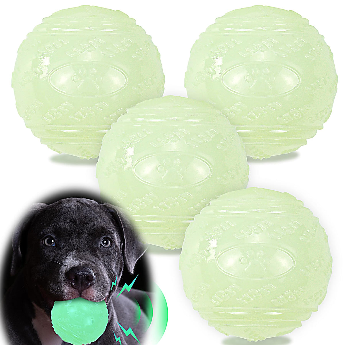 Pelota LECHONG luminosa de 2,5 pulgadas para perros, ideal para juego nocturno al aire libre