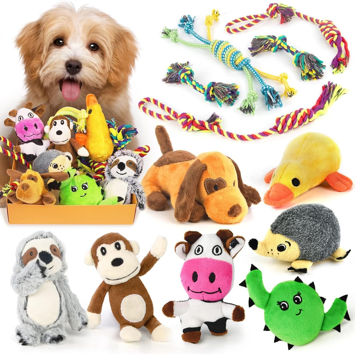 LEGEND SANDY Juguete peluche con chirriador para cachorros, ideal para jugar y calmar