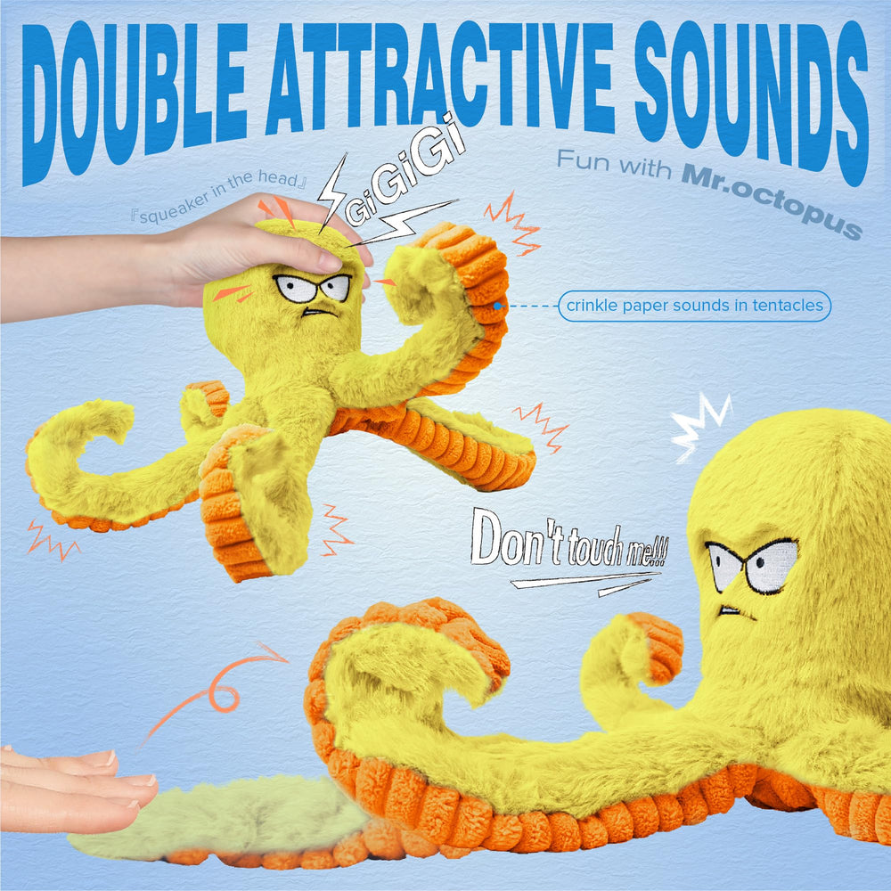 Legend Sandy Pulpo Amarillo, cabeza con chirriador para entretenimiento sonoro.