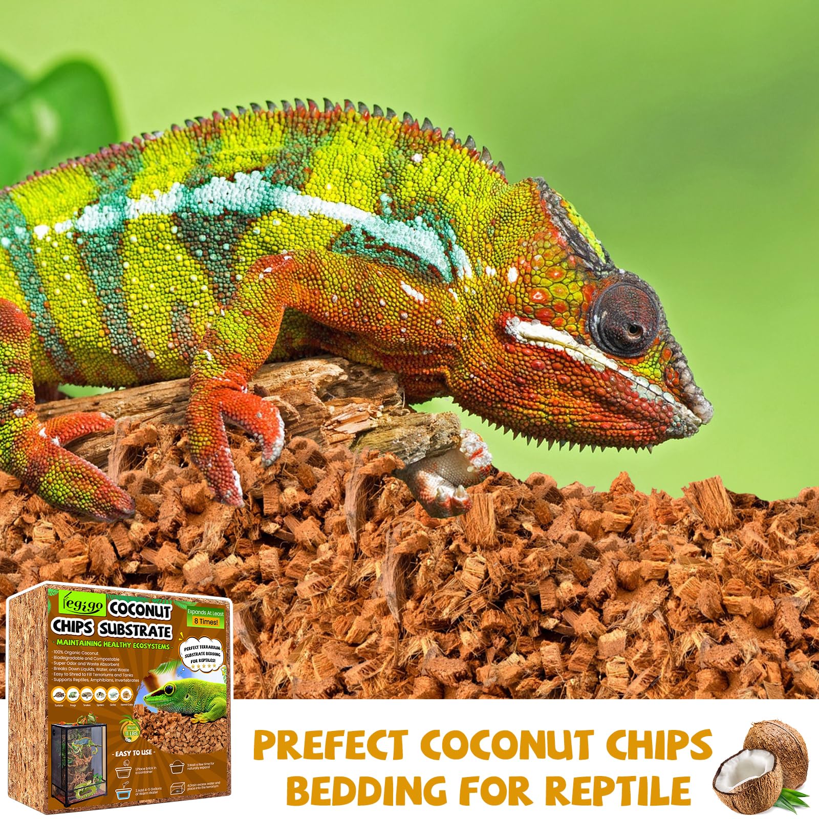 Legigo sustrato de coco versátil para reptiles y jardinería, mantillo y hidroponía.
