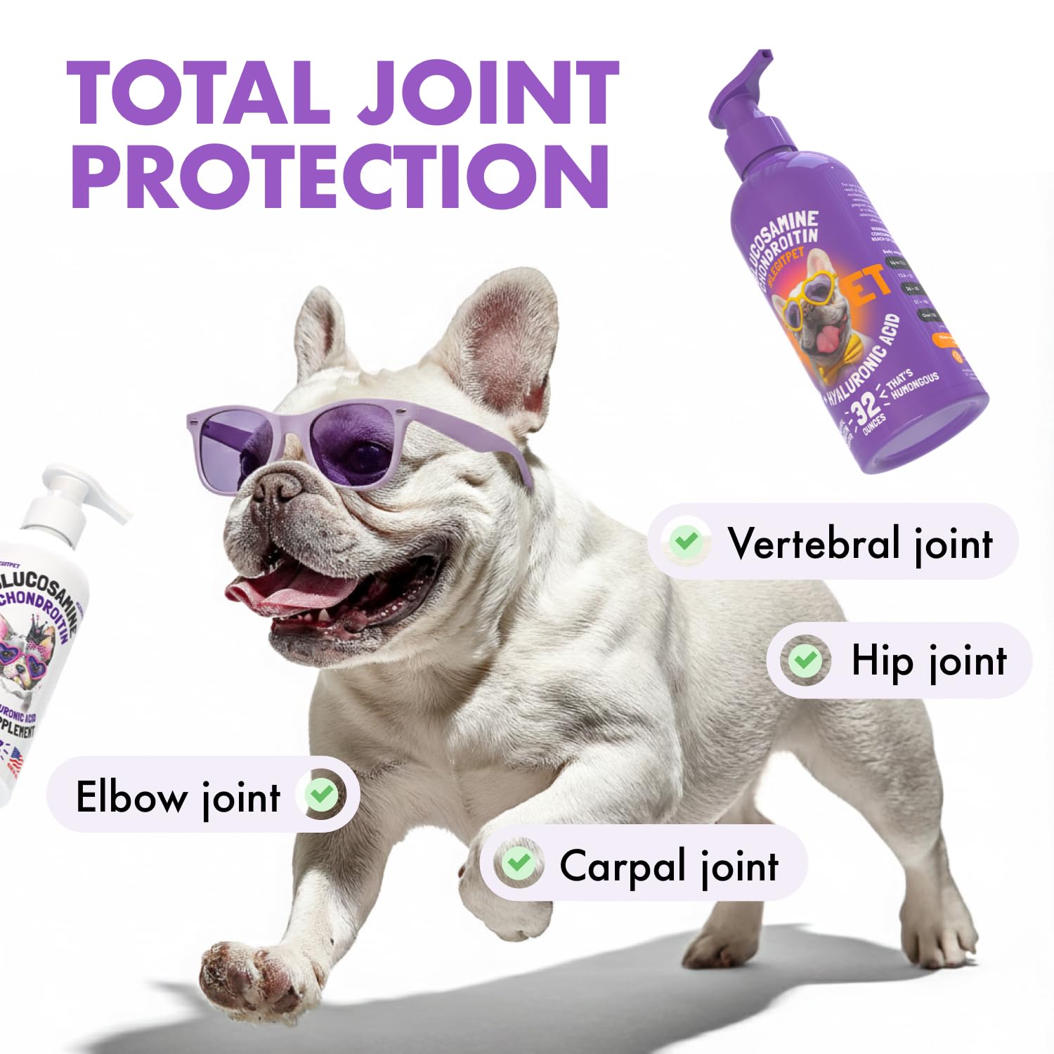 LEGITPET glucosamina líquida para perros dispensador práctico para verter sobre la comida