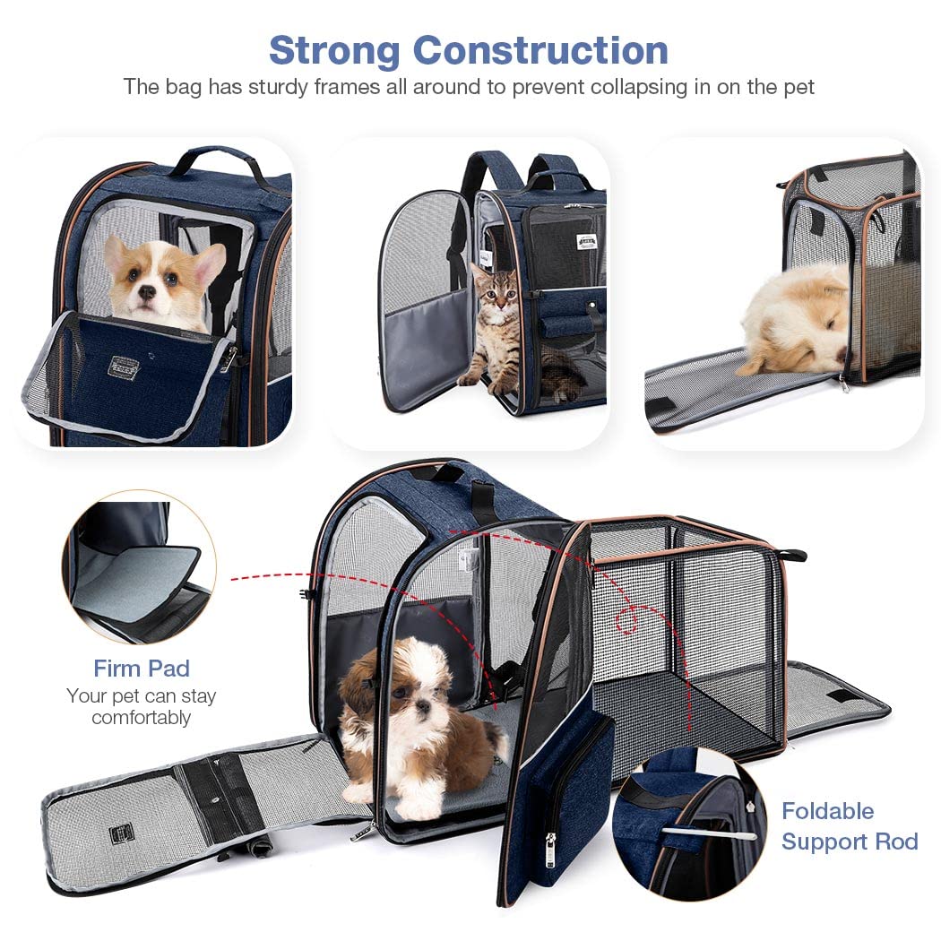 Lekebobor mochila porta-mascotas con entradas múltiples para fácil acceso