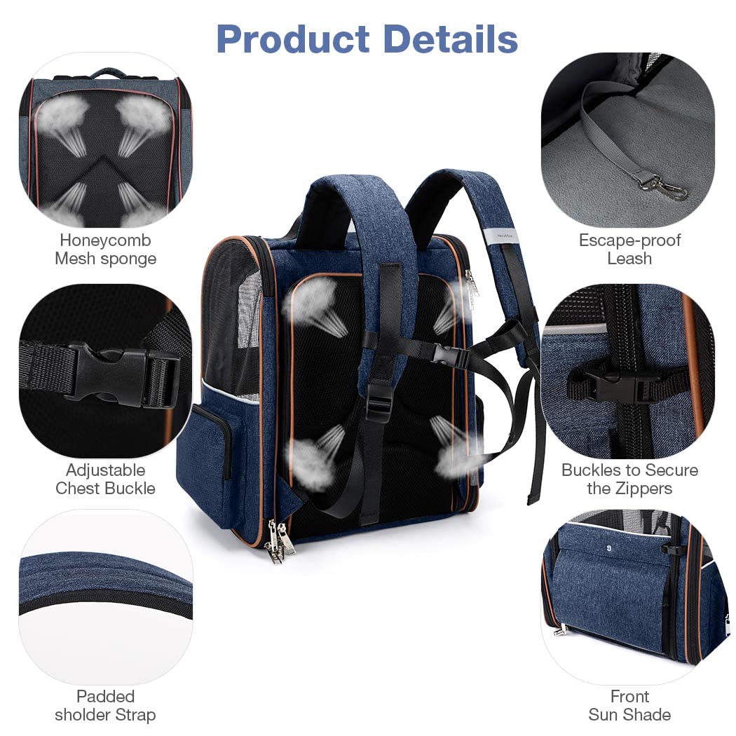 Lekebobor mochila porta-mascotas con cinturón de seguridad para evitar escapes