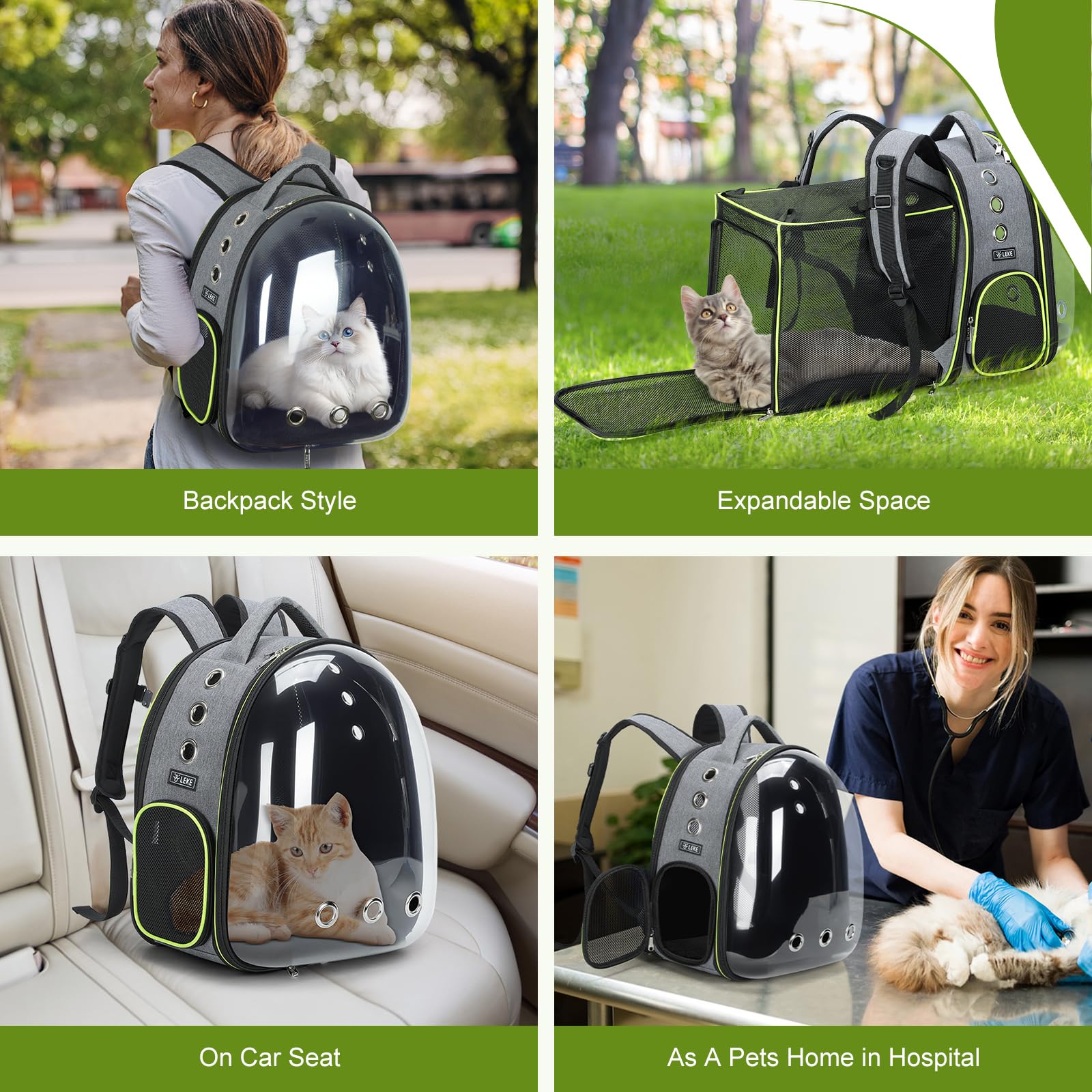 Lekereise mochila dimensiones y capacidad adecuadas para gatos y perros pequeños