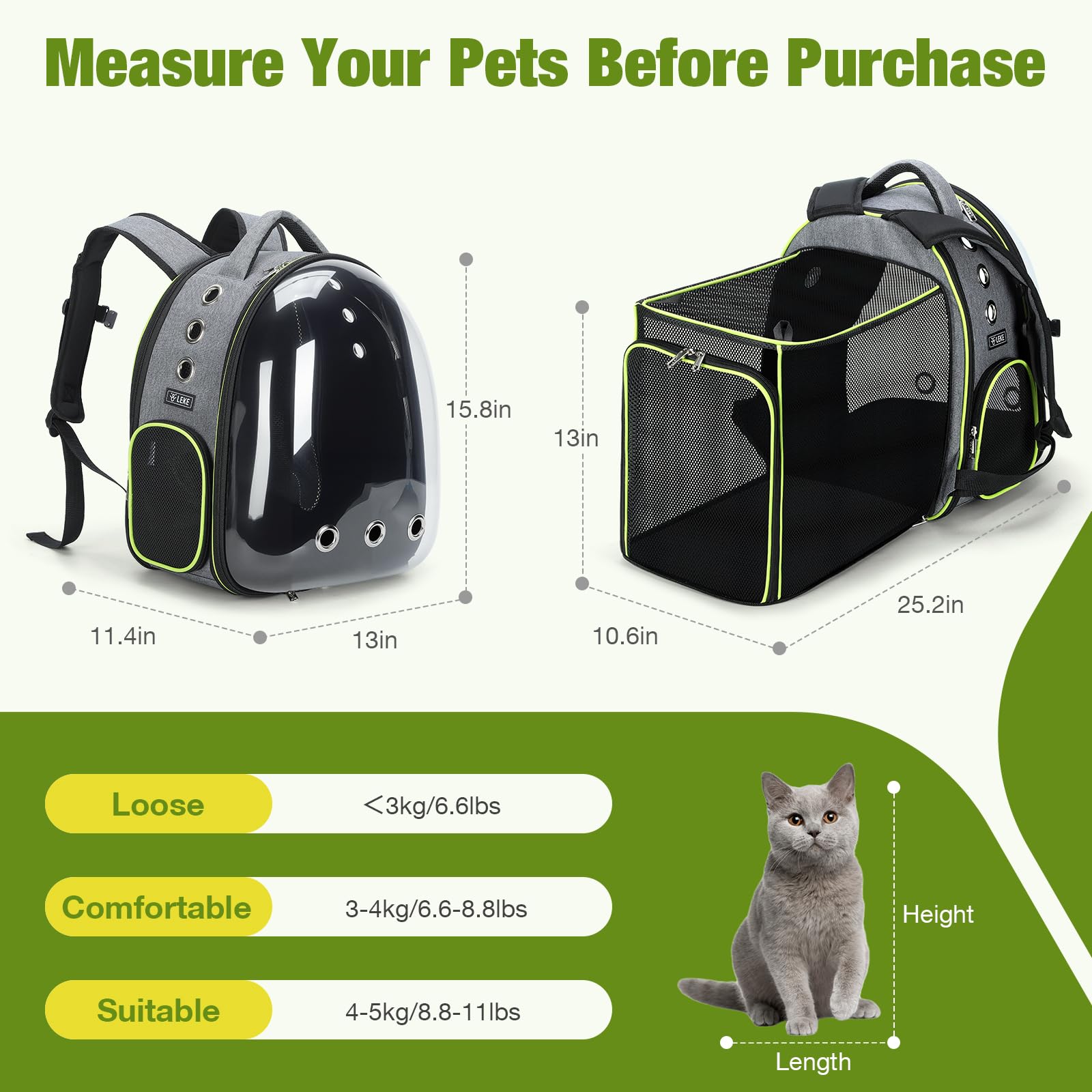 Lekereise mochila mascota acceso lateral entrada y salida rápida