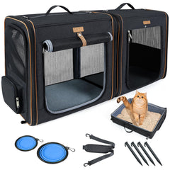 Lekereise transportín para gatos dos en uno acoplado, ideal para viajes con dos felinos