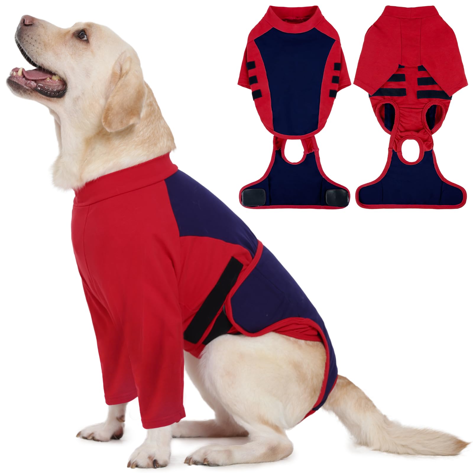 LeLePet Recovery Suit para perros: manga frontal protege la zona delantera tras cirugía