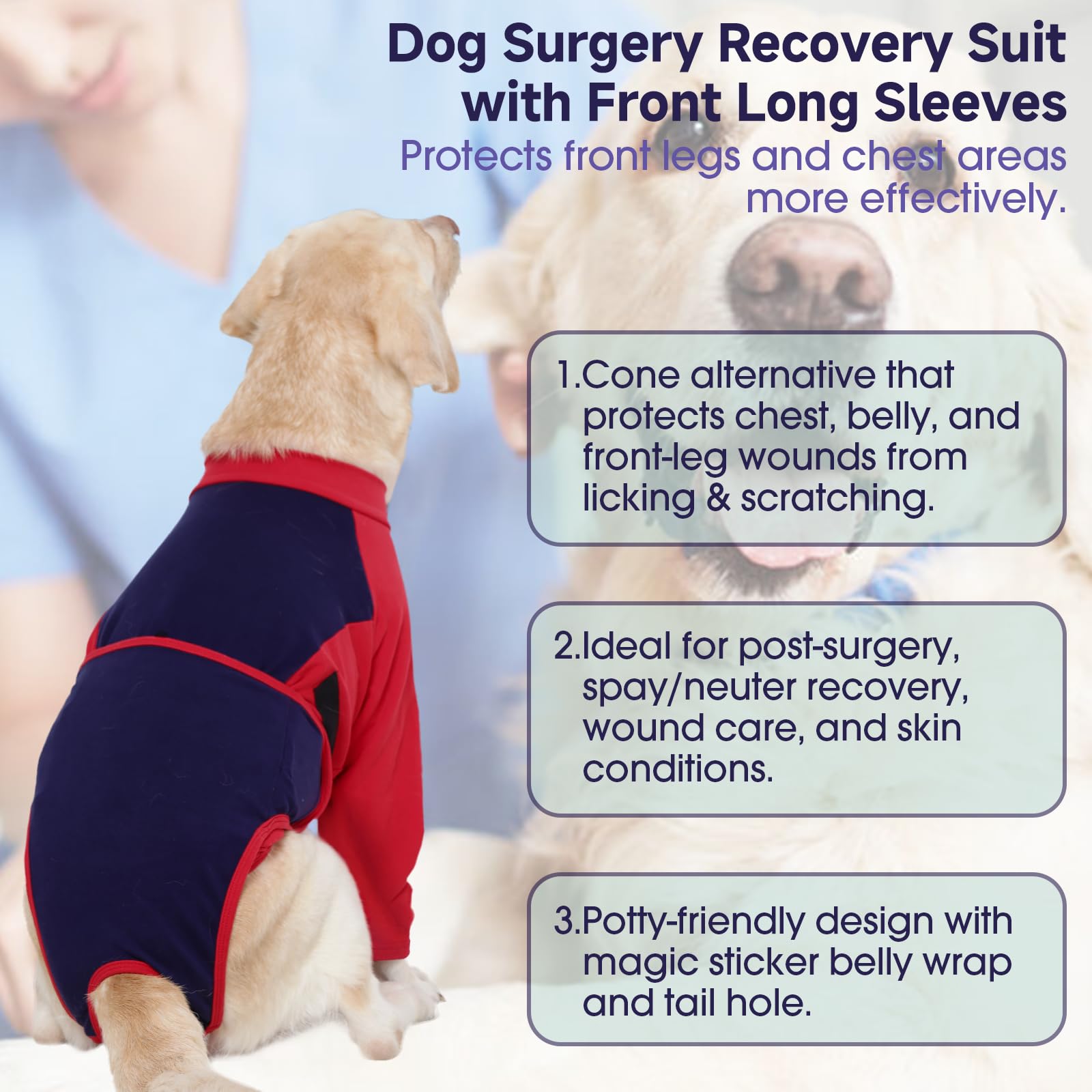 LeLePet Recovery Suit: tejido transpirable y suave cuida la piel sensible del perro