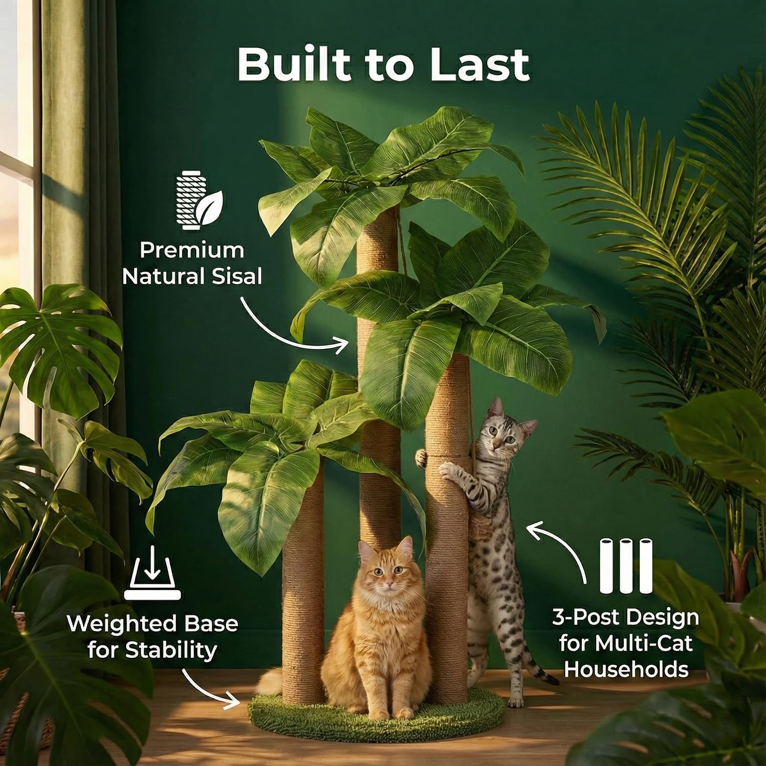 LEMONDA rascador para gatos con sisal natural y superficie estable.